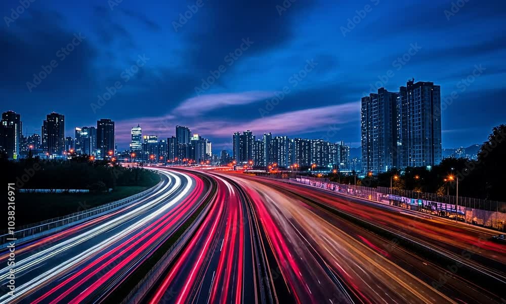 Cityscape with Highway Lights Cityscape with Highway Lights