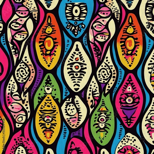 Ankara** Pattern - A brightly colored fabric pattern known for its unique and bold designs, widely popular in West Africa.