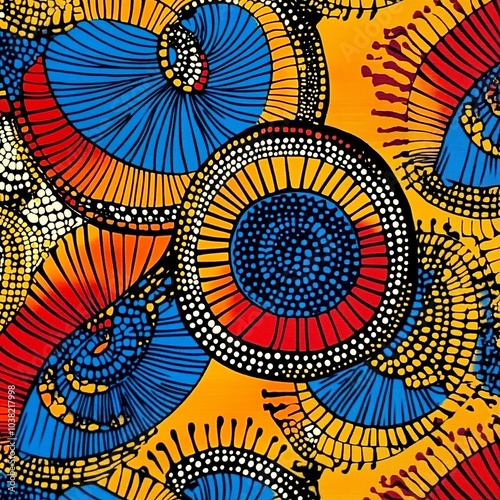 Ankara** Pattern - A brightly colored fabric pattern known for its unique and bold designs, widely popular in West Africa.