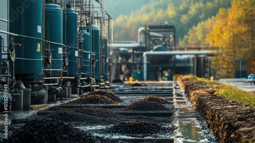 Production of biochar, syngas, and oils via pyrolysis of organic biomass in specialized facilities with a clean aesthetic. Elevated thermal decomposition method
