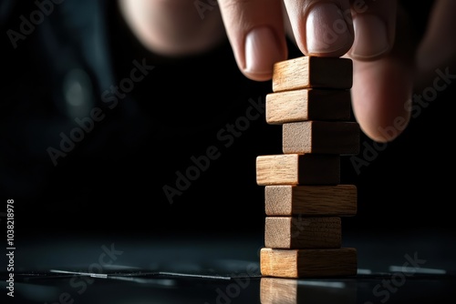 Building Stability The Art of Stacking Wooden Blocks with Precision and Focus