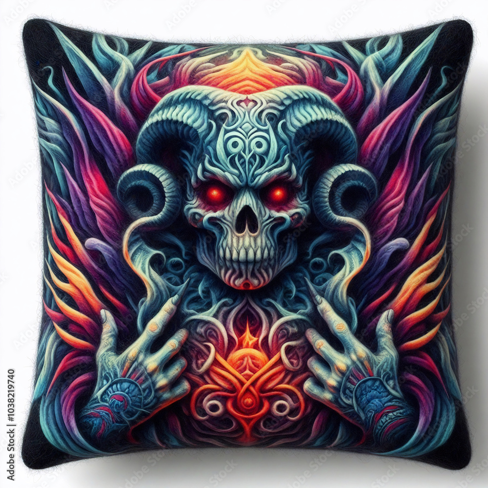 Naklejka premium Gothic Pillow Design Sketch. Mockup