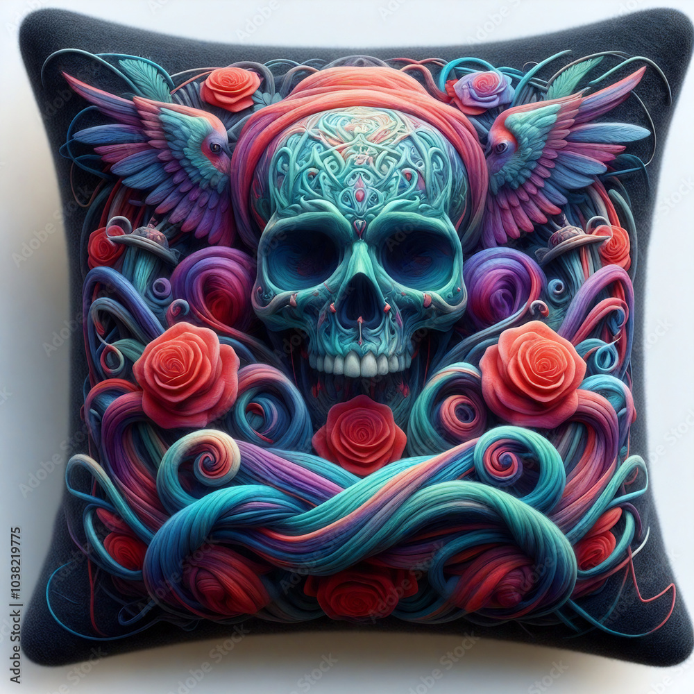 Gothic Pillow Design Sketch. Mockup Gothic Pillow Design Sketch. Mockup