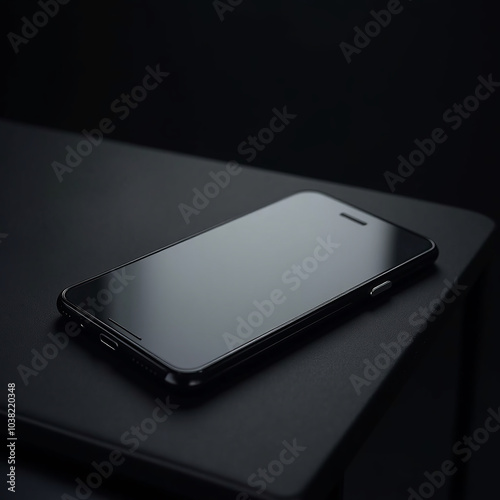 Sleek Black Smartphone on Dark Surface