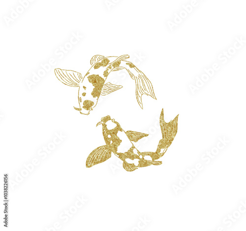 Golden Koi Fish Illustration Silhouette