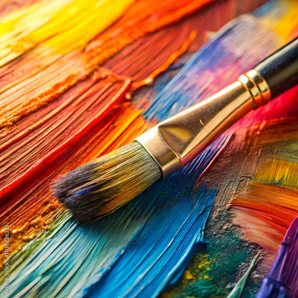 A close-up of brush strokes on canvas highlights the texture and depth of color A close-up of brush strokes on canvas highlights the texture and depth of color