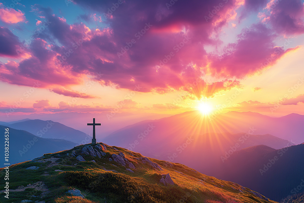 Embracing the Horizon: The Cross Against a Breathtaking Sunset Embracing the Horizon: The Cross Against a Breathtaking Sunset