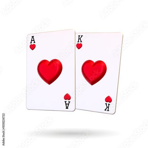 3D Playing cards isolated on white background. Vector illustration. Poker playing card. Gambling game, casino games.