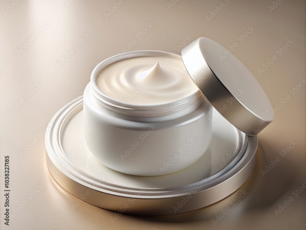 Elegant 3D White Matte Cream Jar Mockup for Skincare Products, Perfect for Creams, Lotions, Moisturizers, Gels, and Butters in a Modern Aesthetic Setting Elegant 3D White Matte Cream Jar Mockup for Skincare Products, Perfect for Creams, Lotions, Moisturizers, Gels, and Butters in a Modern Aesthetic Setting