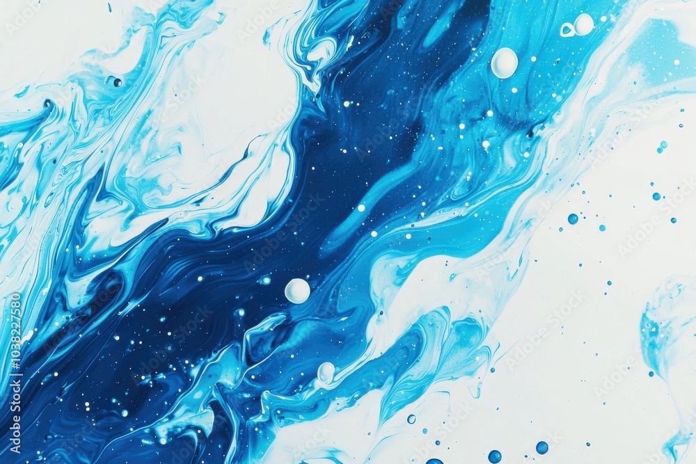 A vibrant abstract painting featuring swirling shades of blue and white, evoking a sense of fluidity and movement. A vibrant abstract painting featuring swirling shades of blue and white, evoking a sense of fluidity and movement.