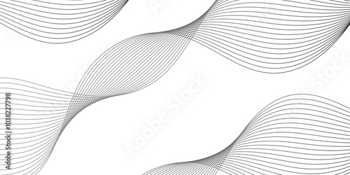 Abstract frequency sound wavy, twisted curve lines with blend effect. Vector business Illustration pattern of lines in transparent background. Curve wave seamless pattern. 