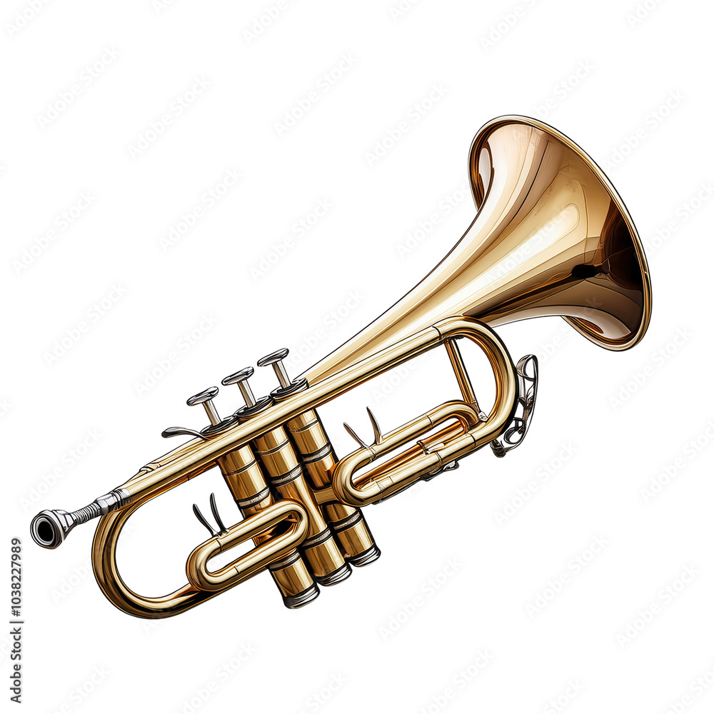 Obraz premium Trumpet, musical instrument on a white isolated background. transparent background