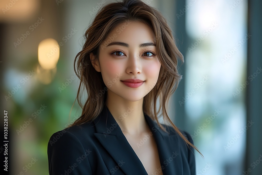 Confident Woman in Black Blazer with Natural Makeup Smiling for Professional Headshot Confident Woman in Black Blazer with Natural Makeup Smiling for Professional Headshot
