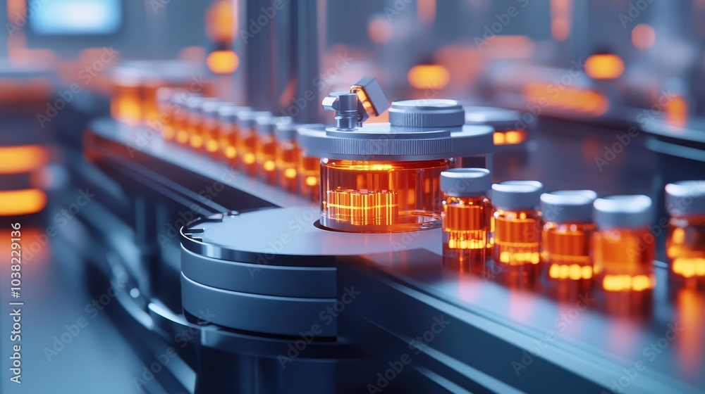 staff check Medical vials on production line at pharmaceutical factory, Pharmaceutical machine working pharmaceutical glass bottles production line, Generative AI staff check Medical vials on production line at pharmaceutical factory, Pharmaceutical machine working pharmaceutical glass bottles production line, Generative AI