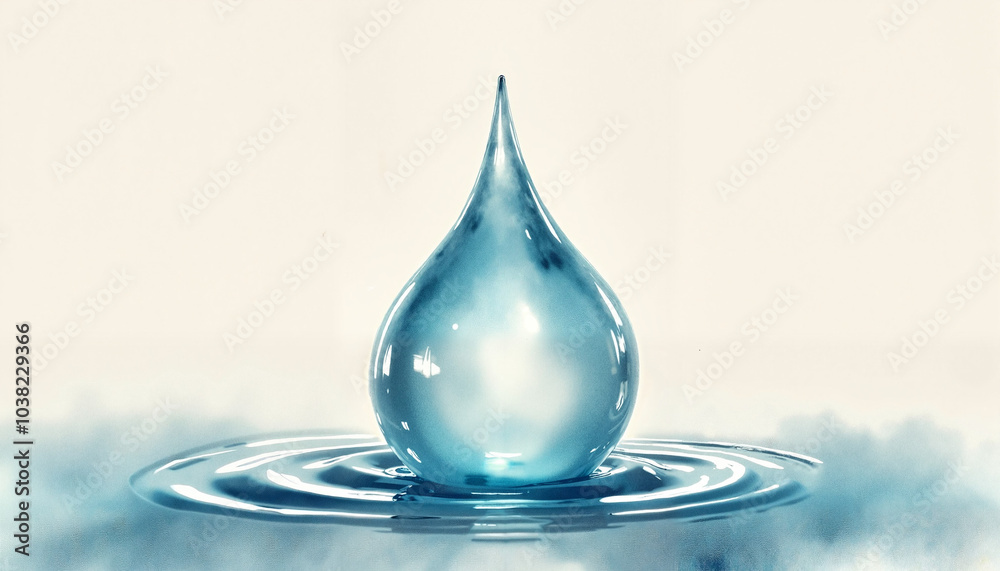 Close-up of a water droplet creating ripples on a smooth surface copy space Close-up of a water droplet creating ripples on a smooth surface copy space