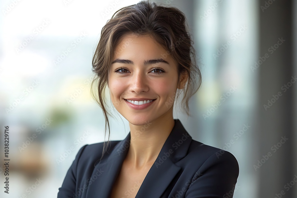 Confident Woman Smiling in Business Suit Headshot Portrait Confident Woman Smiling in Business Suit Headshot Portrait