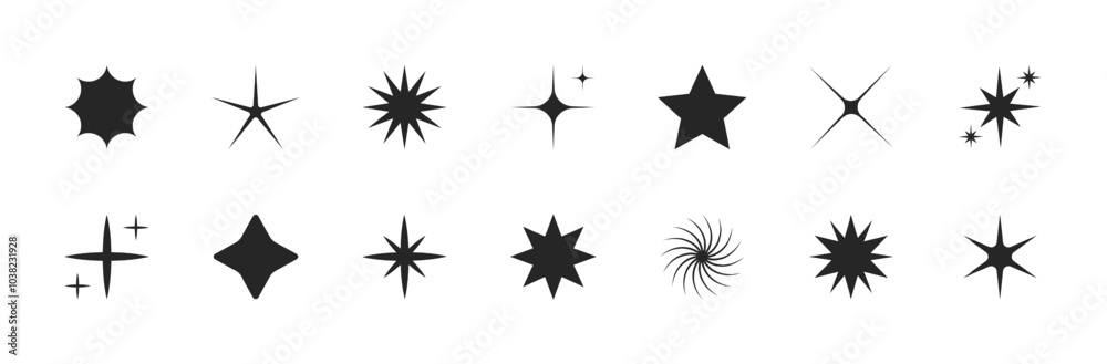 Various Cool Star Forms Isolated on White Background Vector Graphic Design Elements Bundle. Different Abstract Twinkle Sparkle Shine Effect Clip Art Collection. Geometric Graphical Magic Shine Symbols Various Cool Star Forms Isolated on White Background Vector Graphic Design Elements Bundle. Different Abstract Twinkle Sparkle Shine Effect Clip Art Collection. Geometric Graphical Magic Shine Symbols