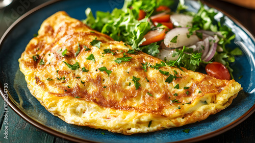 A Fluffy and Flavorful Spanish Omelette with a Fresh Salad, a Perfect Breakfast Delight