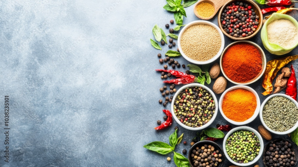 Rustic Middle Eastern Spices on a Soft Light Background Rustic Middle Eastern Spices on a Soft Light Background