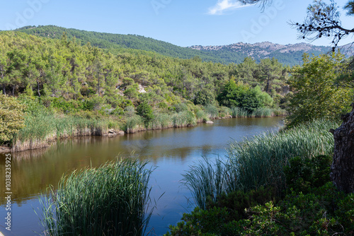 Mounte dam in Ikaria island near Raches village, Greece