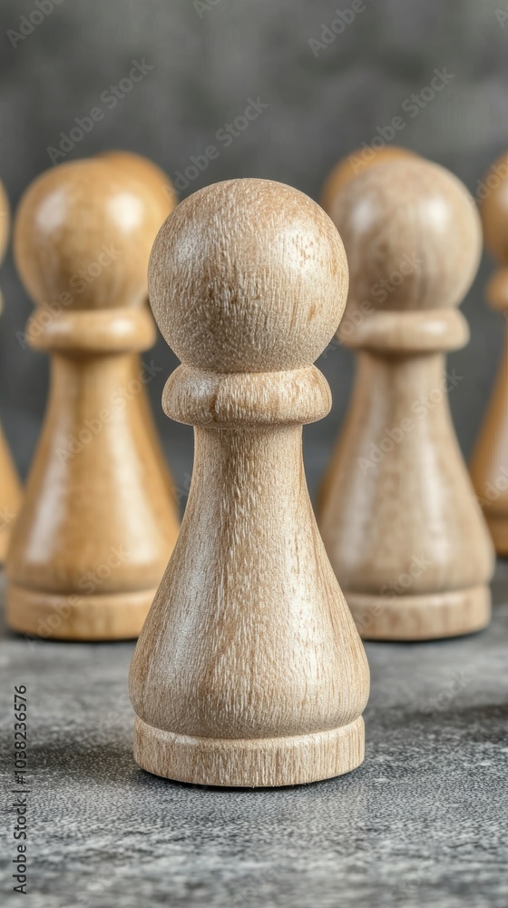 Exploring the Intricacies of Strategy Through Wooden Chess Pieces on a Grey Surface Exploring the Intricacies of Strategy Through Wooden Chess Pieces on a Grey Surface