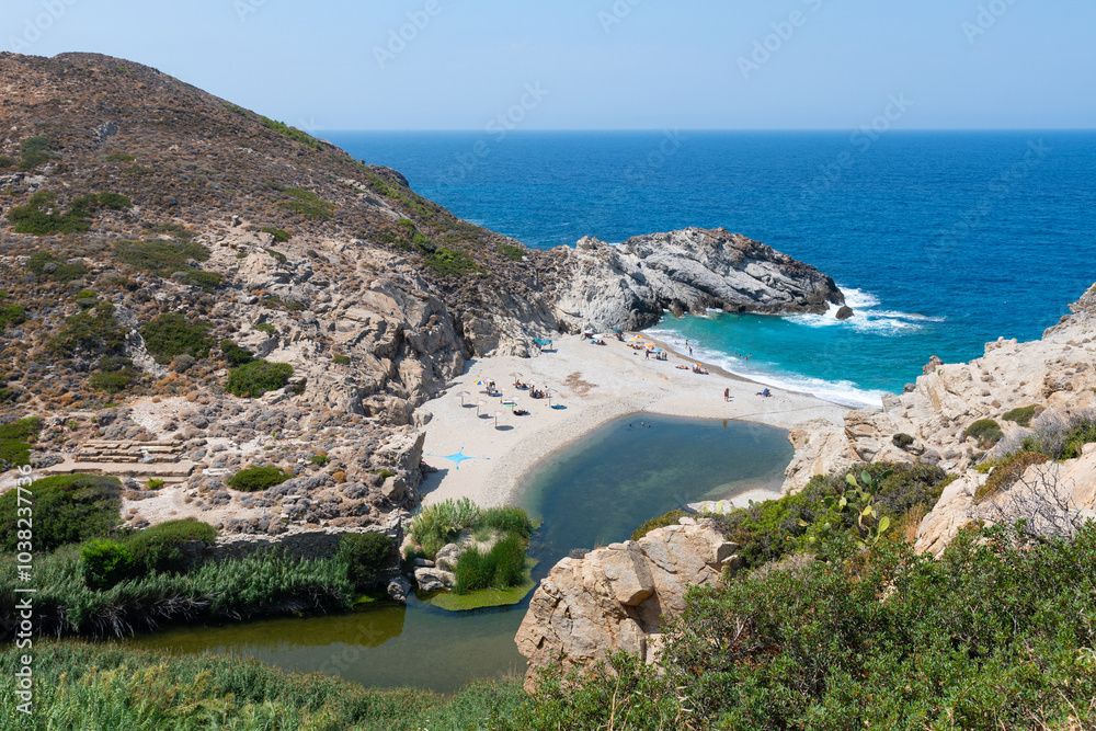 Nas beach and Artemis temple in Ikaria island, Greece