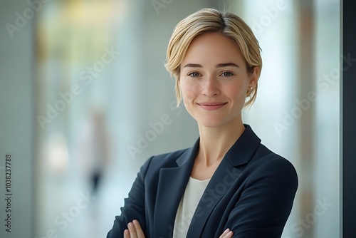 Friendly Businesswoman Portrait with Blurred Background