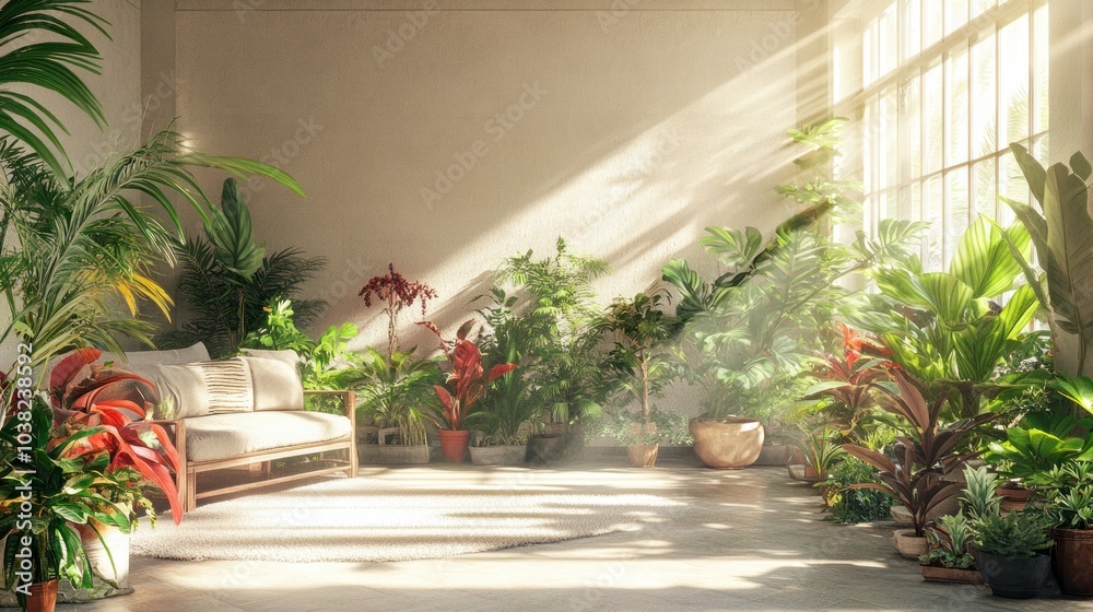 Tropical Indoor Garden with Sunlight Tropical Indoor Garden with Sunlight
