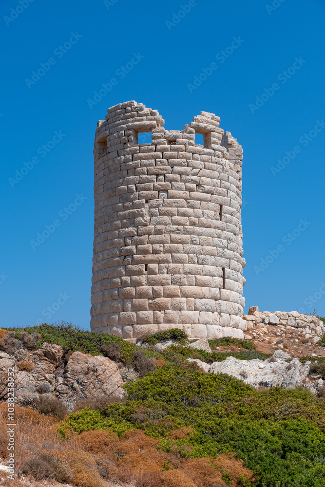 Drakano fortress tower in Ikaria island, Greece