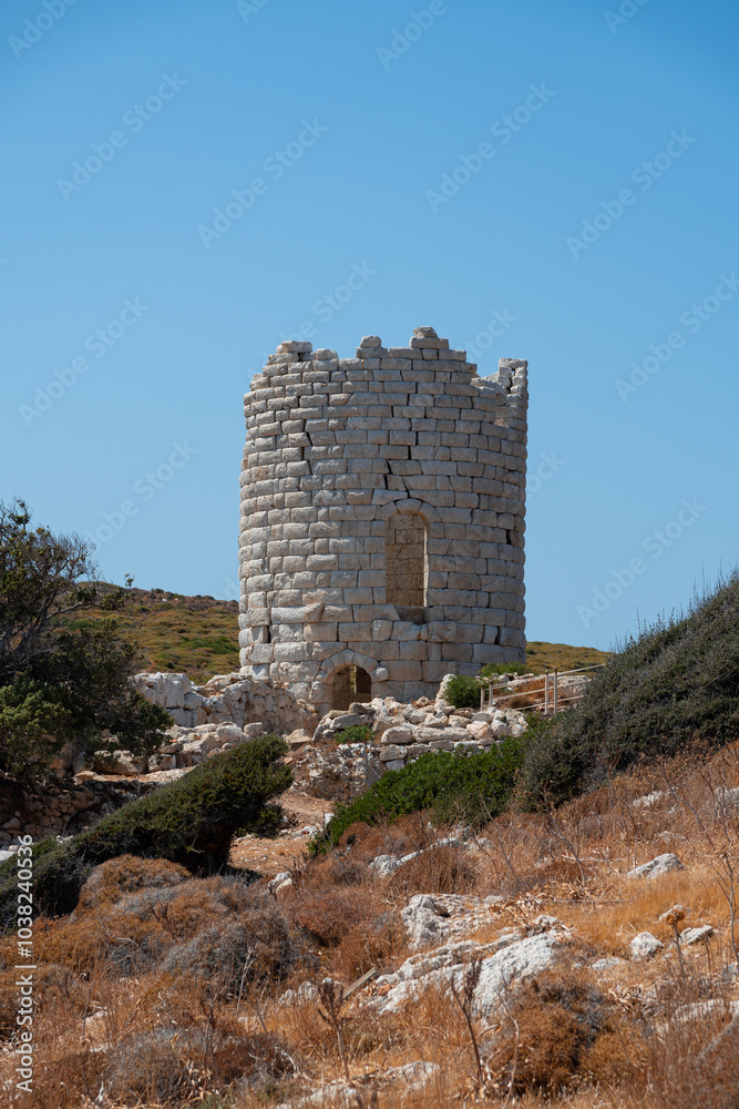 Drakano fortress tower in Ikaria island, Greece