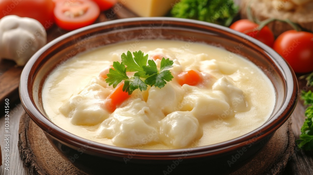 Warm Cheese Fondue with Fresh Vegetables and Rustic Touch Warm Cheese Fondue with Fresh Vegetables and Rustic Touch