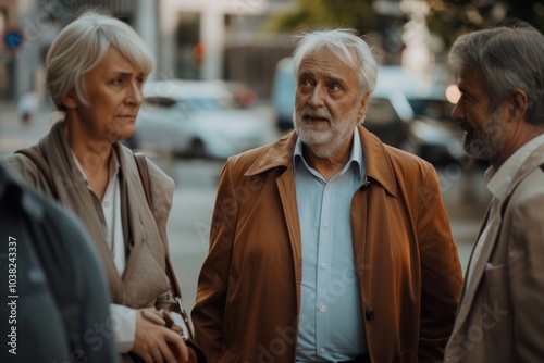 Portrait of senior couple walking in the city. Mature couple walking on the street.