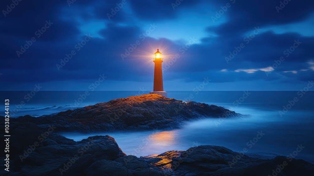 A virtual, glowing lighthouse for business guidance services