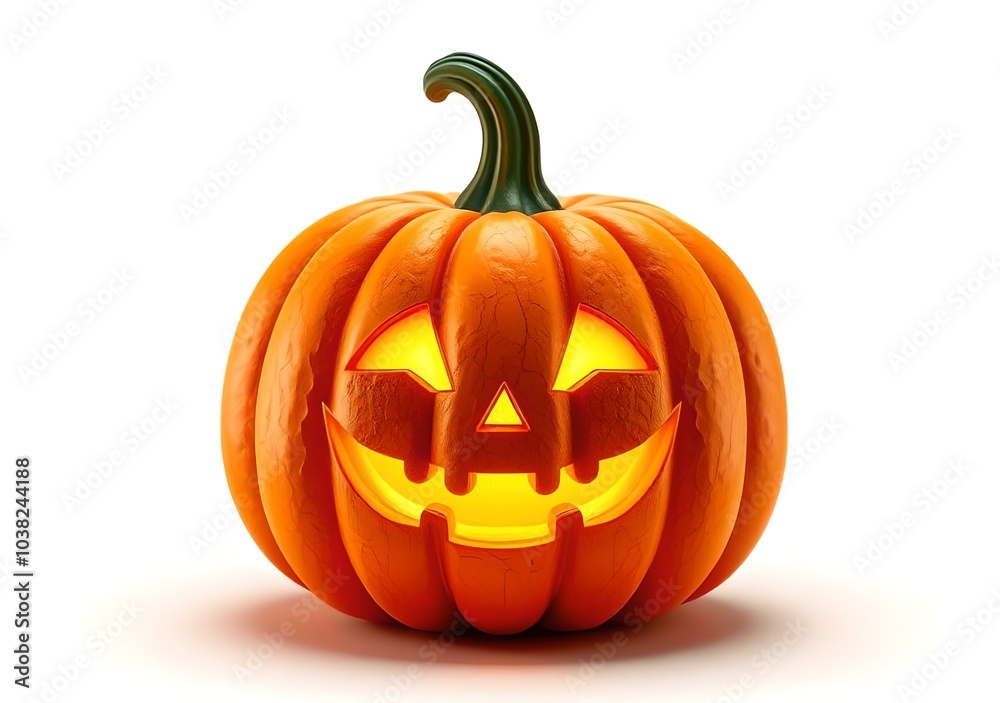Fototapeta premium Scare orange pumpkin for Halloween' Day isolated on the white background,