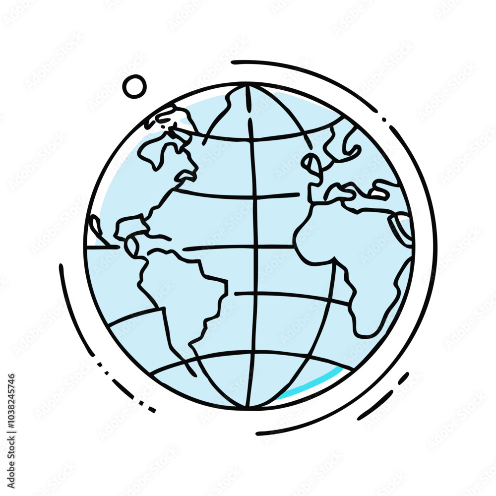 Blue globe icon highlighting continents Blue globe icon highlighting continents