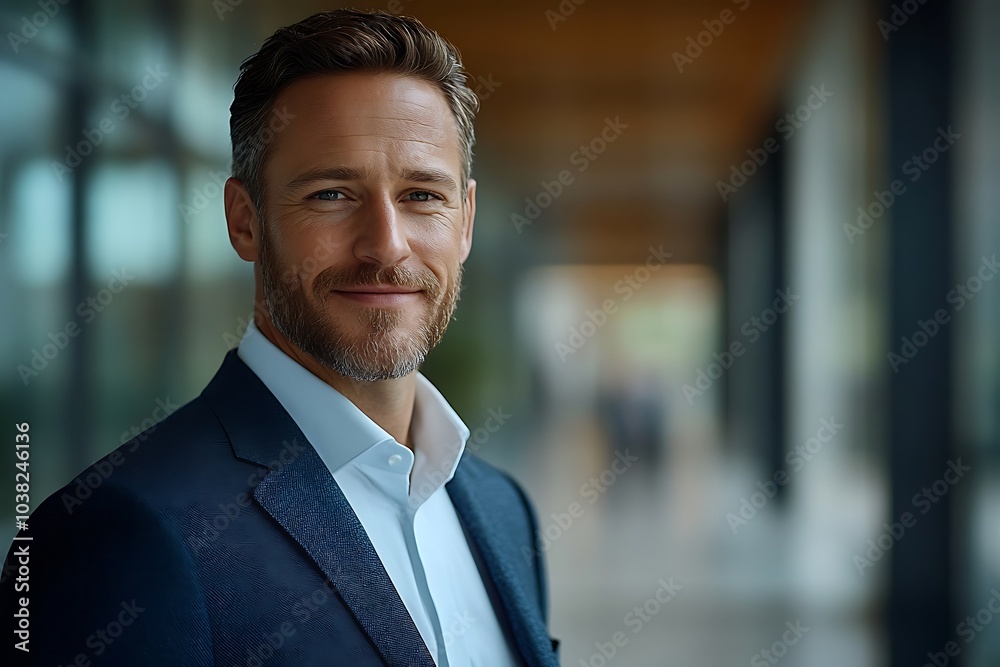 Smiling Business Leader in Blue Suit with Gray Hair Smiling Business Leader in Blue Suit with Gray Hair