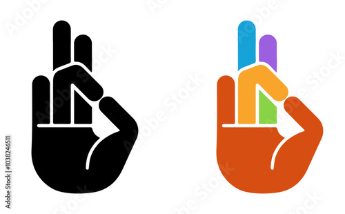 Web Abstract Finger Crossed Symbol – Luck and Hope Illustrated in Bold Vector Style