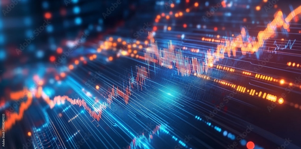 Abstract Digital Data Visualization with Glowing Lines and Bokeh Lights Abstract Digital Data Visualization with Glowing Lines and Bokeh Lights