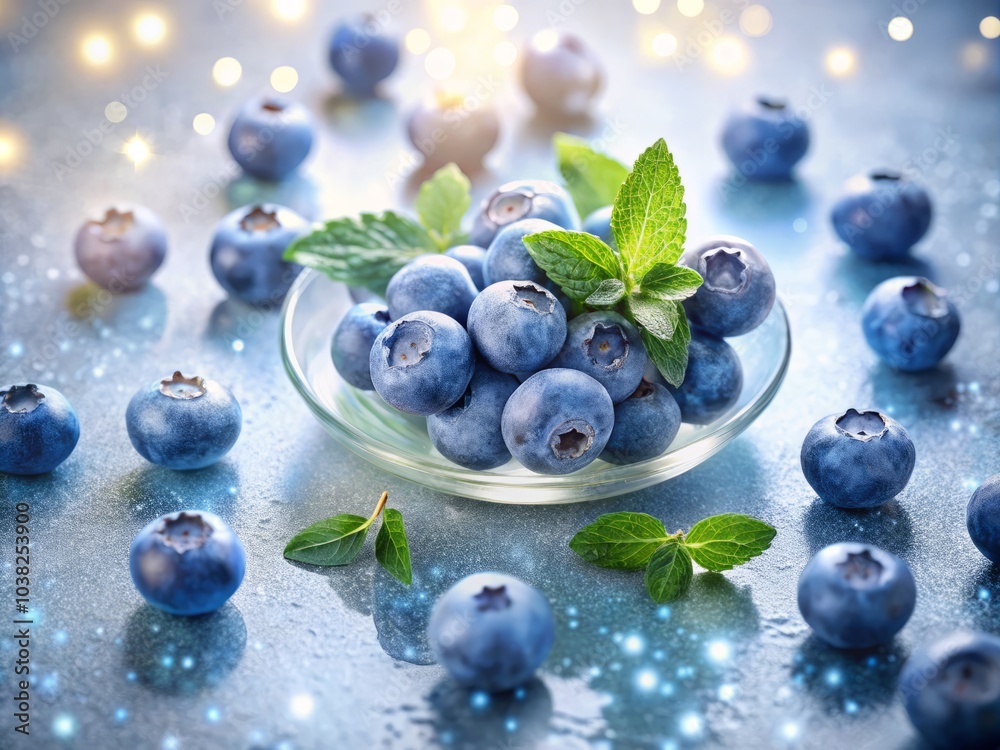 Surreal Fresh Ripe Blueberries on White Background - Dreamlike Juicy Berries with Magical Elements for a Unique and Captivating Visual Experience Surreal Fresh Ripe Blueberries on White Background - Dreamlike Juicy Berries with Magical Elements for a Unique and Captivating Visual Experience