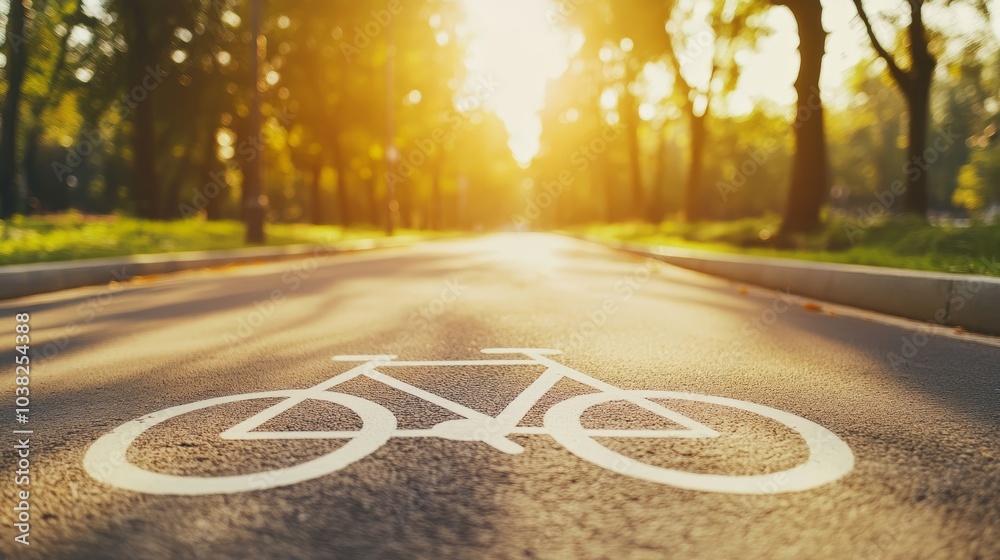 Obraz premium Urban cycling infrastructure, bicycle lane with clear signage for safe commuting