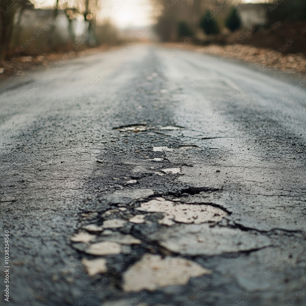 Obraz premium Deteriorated asphalt needs repair.