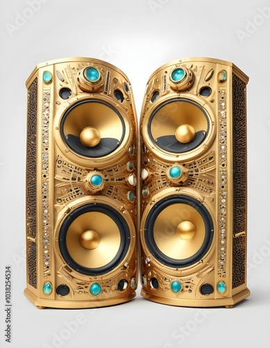 Egyptian golden party elements like farao or music speakers photo