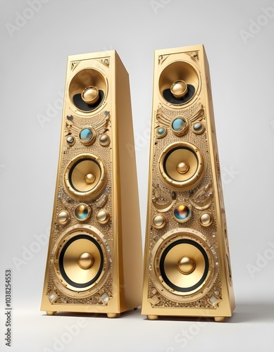 Egyptian golden party elements like farao or music speakers photo