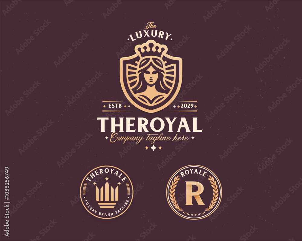 Obraz premium Royal elegant luxury queen goddess logo template for business