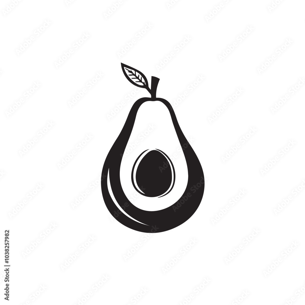 Avocado In cartoon, hand-drawn flat style. image for social media, websites and UI. Isolated 2D vector design in logo, icon, sketch style, simple line vector, single color. AI Generative Art.