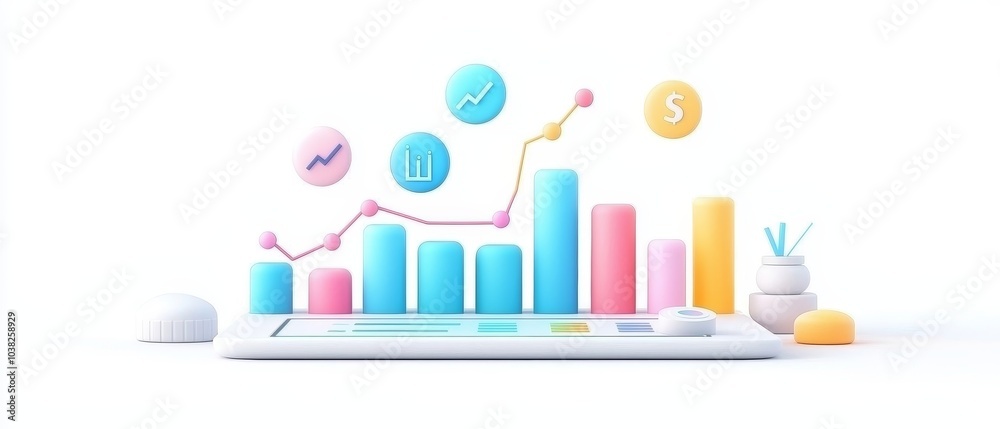 Visualizing growth a creative representation of data analytics with colorful graphs and charts for financial insights Visualizing growth a creative representation of data analytics with colorful graphs and charts for financial insights