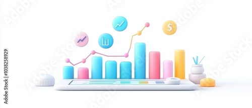 Visualizing growth a creative representation of data analytics with colorful graphs and charts for financial insights