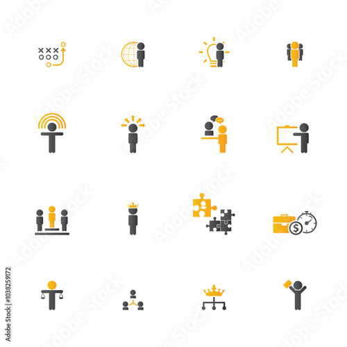 Universal business management and human resources icon set. Universal icons for web and mobile. Vector.