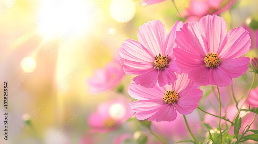Pink flowers glowing in the warmth of the sunlight beautiful Pink flowers glowing in the warmth of the sunlight beautiful