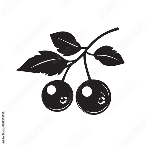 Blueberries In cartoon, hand-drawn flat style. image for social media, websites and UI. Isolated 2D vector design in logo, icon, sketch style, simple line vector, single color. AI Generative Art.